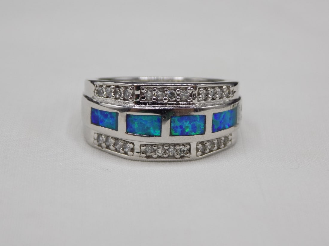 Australian opal and topaz sterling silver ring (1 of 4)