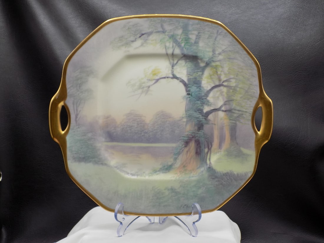 Lovely antique hand painted Pickard cookie tray or desert plate (1 of 6)