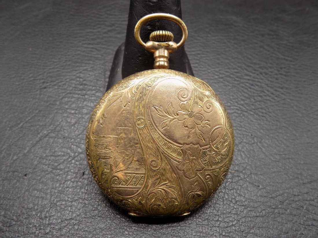 Antique Elgin fancy gold fill hunting case pocket watch (1 of 6)