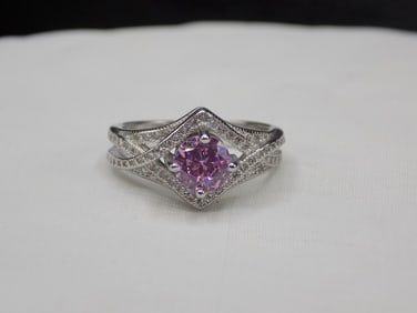 2 cwt. pink topaz and sterling silver ring