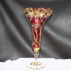 Lovely vintage Moser art glass flower  form  vase.