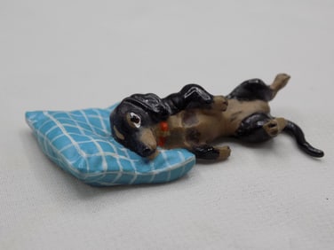 Vintage signed  Bergman miniature Vienna bronze dog on pillow