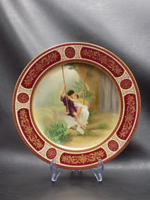 Elegant antique Royal Vienna artist signed hand painted plate