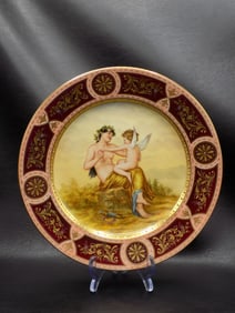 Elegant antique Royal Vienna artist signed hand painted plate