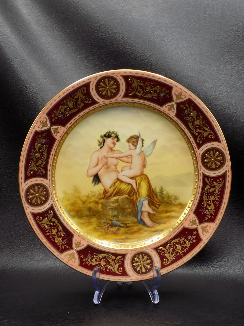 Elegant antique Royal Vienna artist signed hand painted plate (1 of 7)