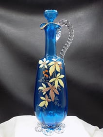 Antique Moser Bohemian art glass decorated decanter