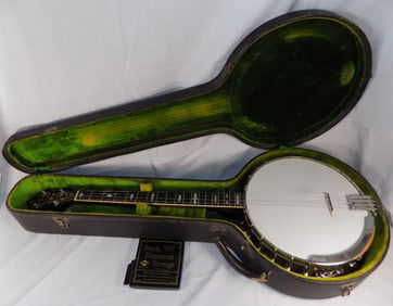 Exceptional Bacon and Day Silver Bell Banjo with case