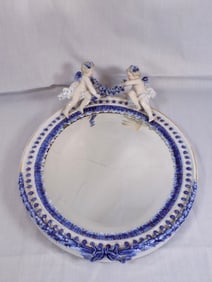 Vintage Meissen porcelain mirror with cupids.