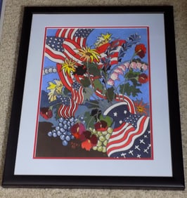 Splendid oil painting with Patriotic image.  Signed R. R. T.T Richard Townsend