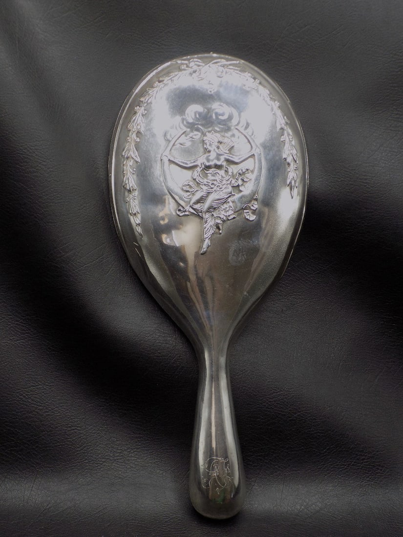 Exceptional vintage Art Nouveau sterling silver hand mirror (1 of 10)