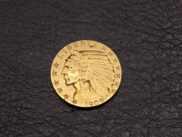 1909 $5 dollar Indian gold coin