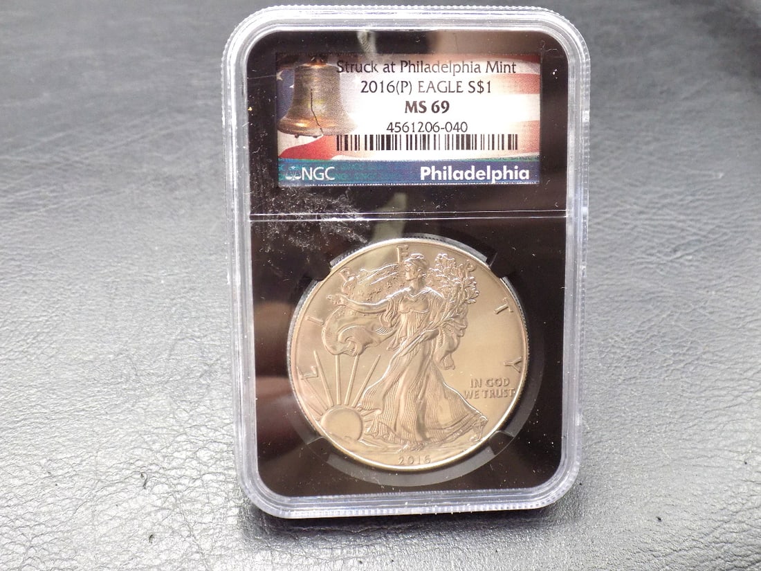 2016 P  graded MS69 American eagle silver coin by NGC (1 of 4)