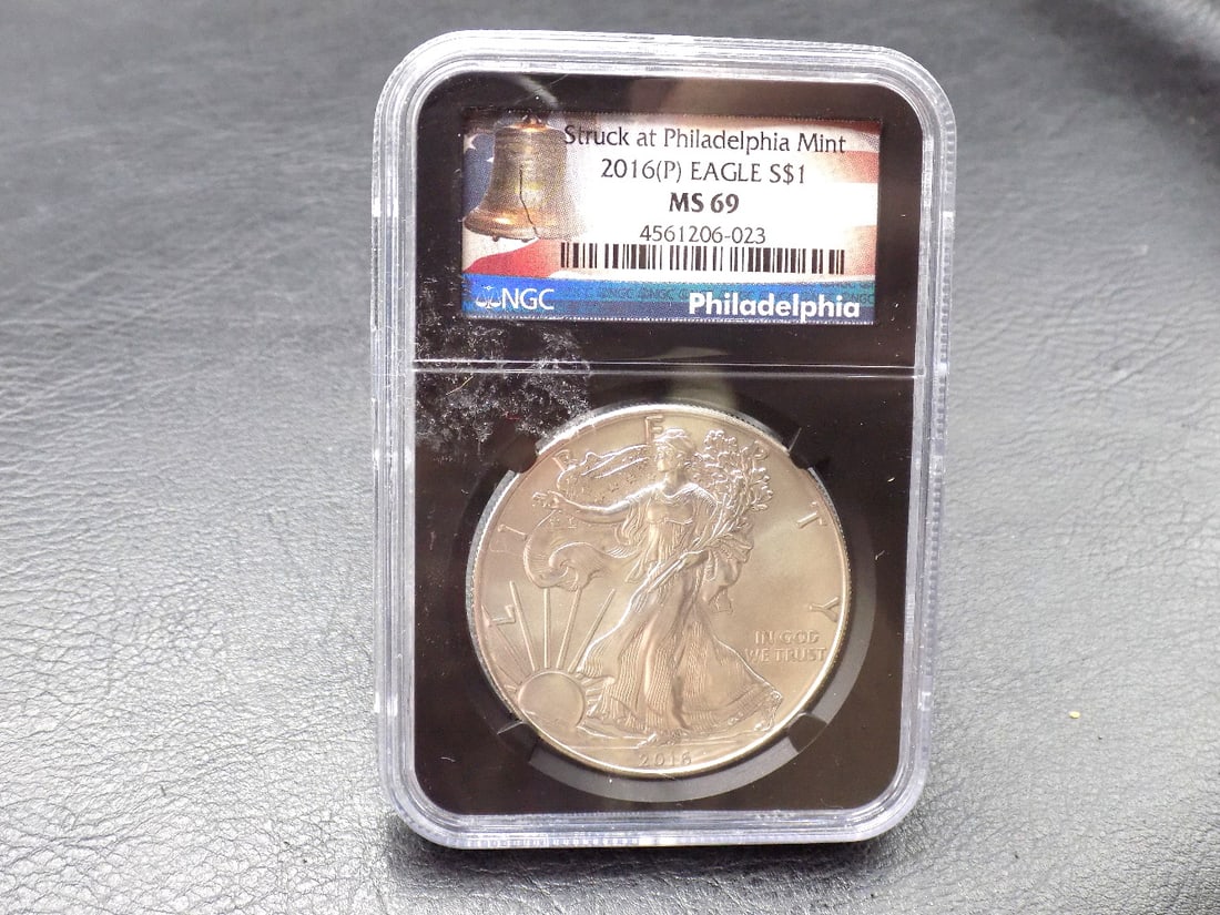 2016 P  graded MS69 American eagle silver coin by NGC (1 of 4)