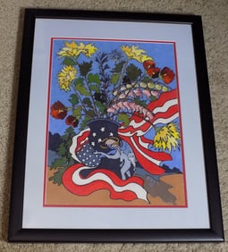 Splendid water color with Patriotic image Signed R. R. T.T Richard Townsend
