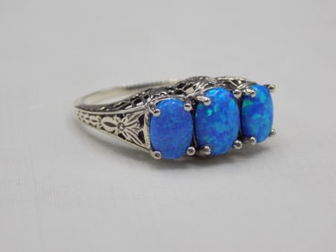 3 cwt Australian fire opal sterling silver ring