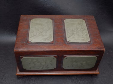 Very nice vintage Oriental decorated wood trinket or jewelry box