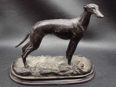 Vintage signed Barrie bronze dog statue