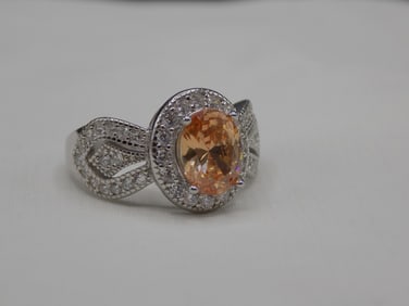3 cwt Padparadscha  sterling silver ring