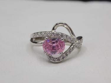 2 cwt pink sapphire and topaz sterling silver ring