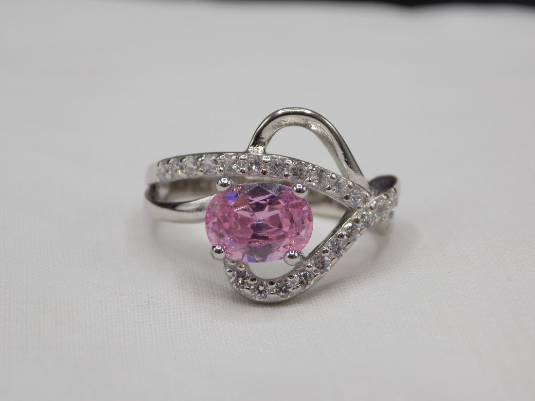 2 cwt pink sapphire and topaz sterling silver ring (1 of 7)