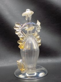 Midcentury Murano Venetian art glass figure with gold dust