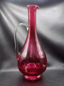 Large unusual decorated midcentury Murano art glass pitcher
