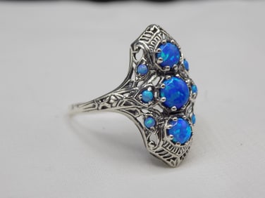 2 cwt Australian fire opal sterling silver ring