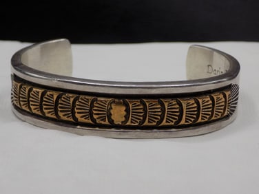 Vintage Native American Indian silver and gold bracelet.