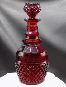 Beautiful vintage deep red cut glass Baccarat decanter