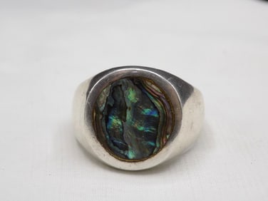 Vintage abalone sterling silver ring