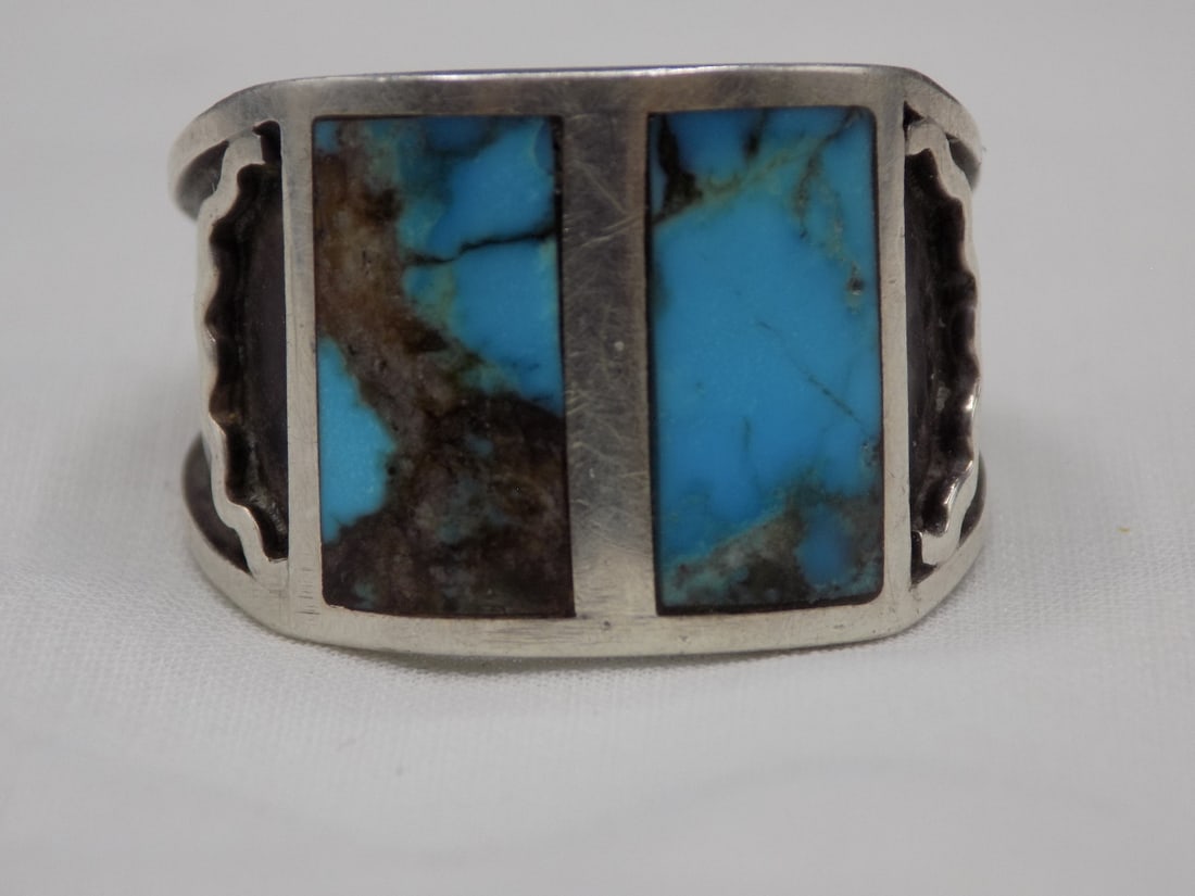 Vintage Native American Indian turquoise sterling silver ring (1 of 4)