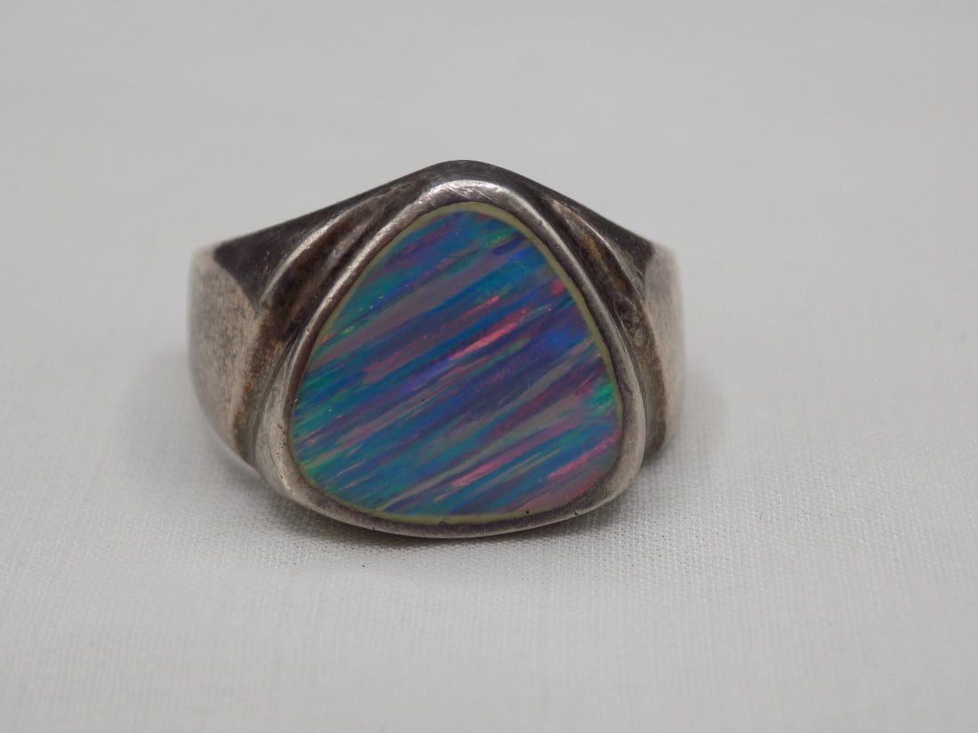 Vintage Native American Indian Australian opal sterling silver ring (1 of 6)