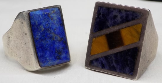 Two vintage artist signed sterling silver rings
