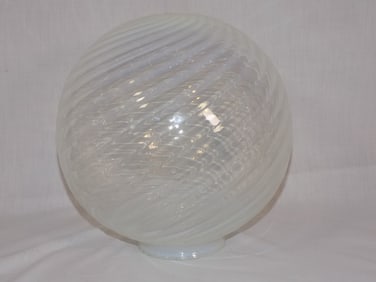 Large antique white opalescent swirl art glass lamp shade