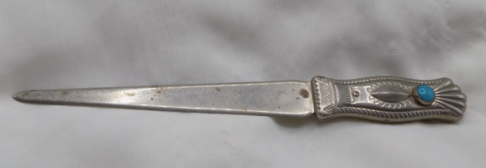 Vintage Native American turquoise and silver letter opener.