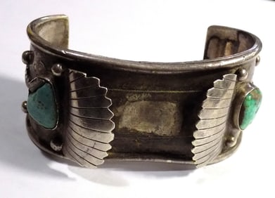 Vintage Native American Indian turquoise sterling silver watch band