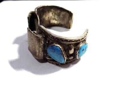 Vintage Native American Indian turquoise sterling silver watch band