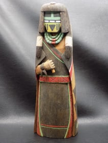 Vintage native American Indian hand carved butterfly meadden, artist signed.