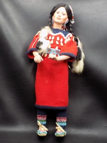 Vintage native American Indian doll with beautiful beadwork dress