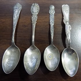 4  vintage sterling silver spoons with native American Indians