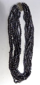 Great luster  natural Tahitian black pearl necklace