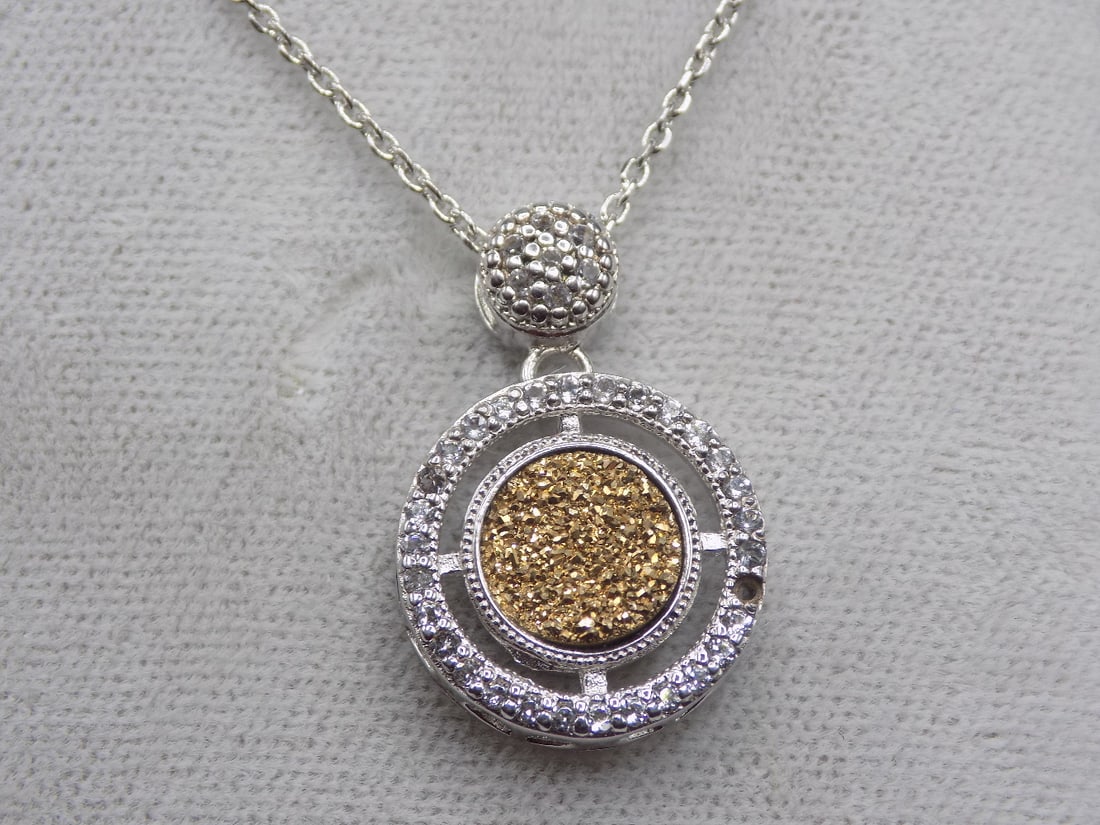 Vintage Frederic Dulos sterling silver two tone necklace: Vintage Frederic Dulos sterling silver two tone necklace. Marked as shown in photos. In very good original as found condition. Great quality and detail. Chain length 16 inches. Pendant 5/8 inches. For