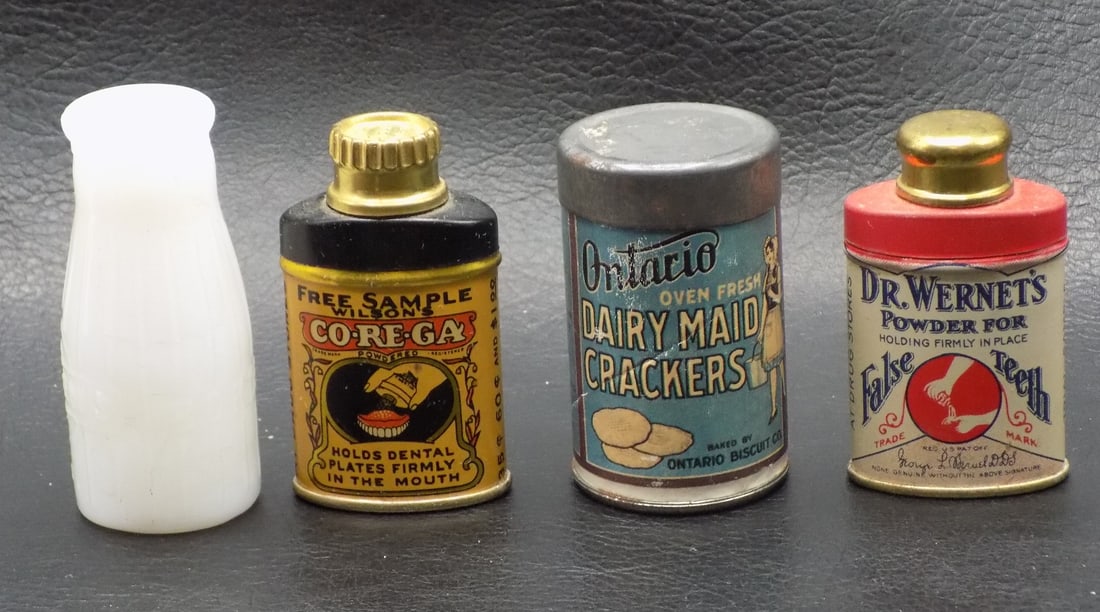 Four vintage small advertising containers (1 of 5)