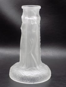 Vintage Walther & Shone Art Deco frosted glass three Graces candlestick