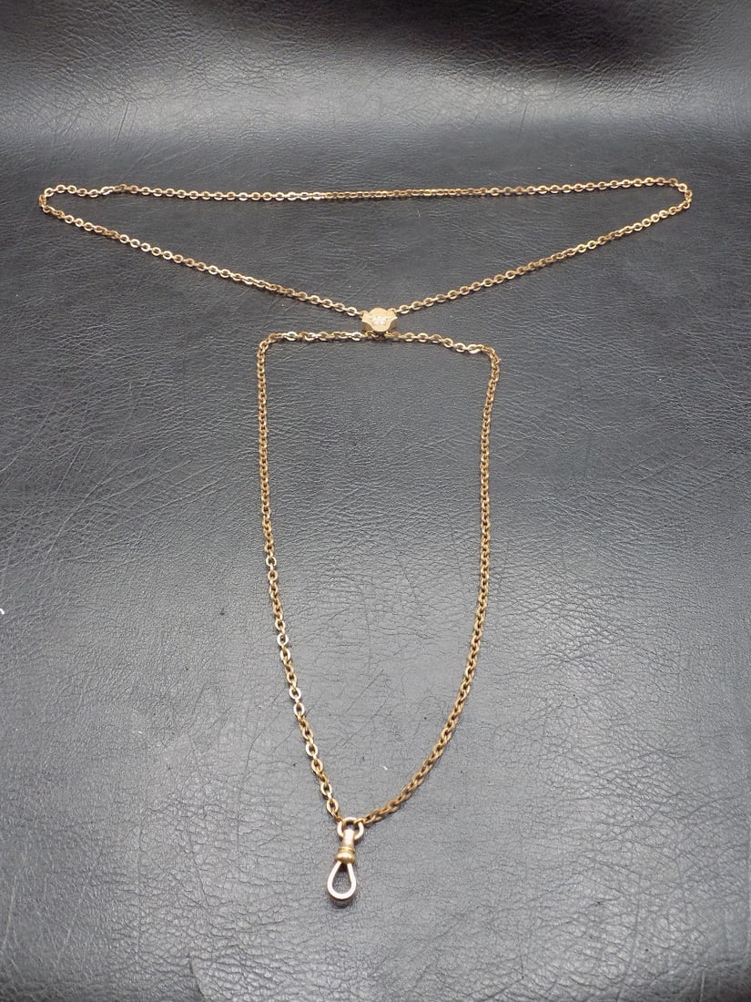 Antique Victorian gold filled pearl ladies slide watch chain (1 of 5)