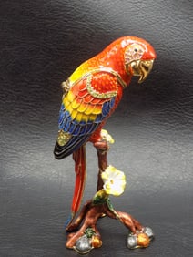 Very colorful parrot ring box with rhinestones
