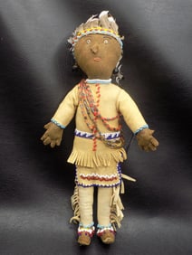 Vintage Native American Indian doll Chief with original beaded clothing