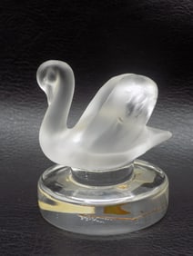 Vintage signed Lalique art glass swan paperweight