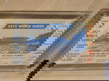 1972 Worlds Series Baseball ticket Open Athletics vs Cincinnati Reds
