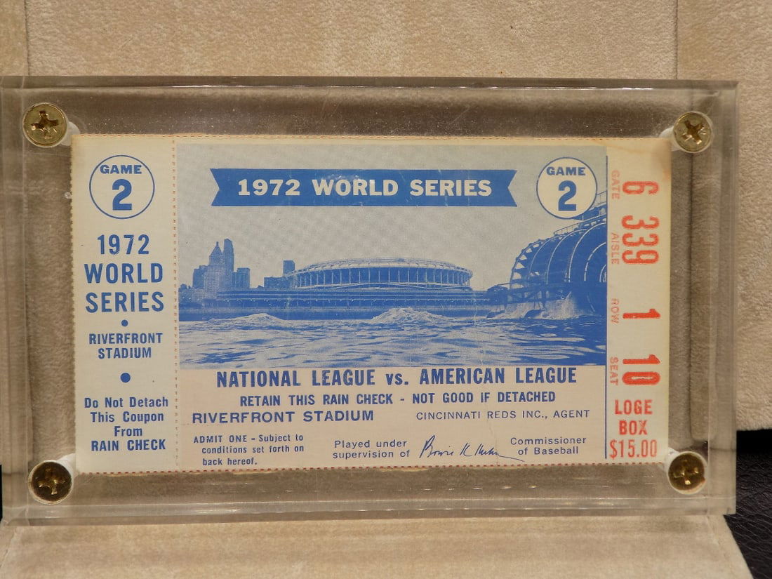 1972 Worlds Series  Baseball ticket  Open Athletics vs Cincinnati Reds (1 of 5)